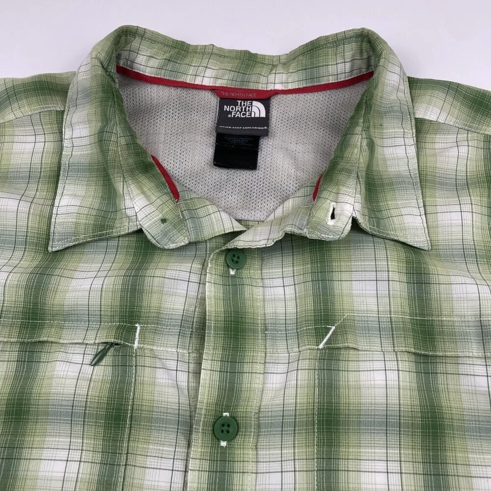 The North Face Tekwear Button Up Shirt Men’s XXL Green Plaid Short Sleeve Hike